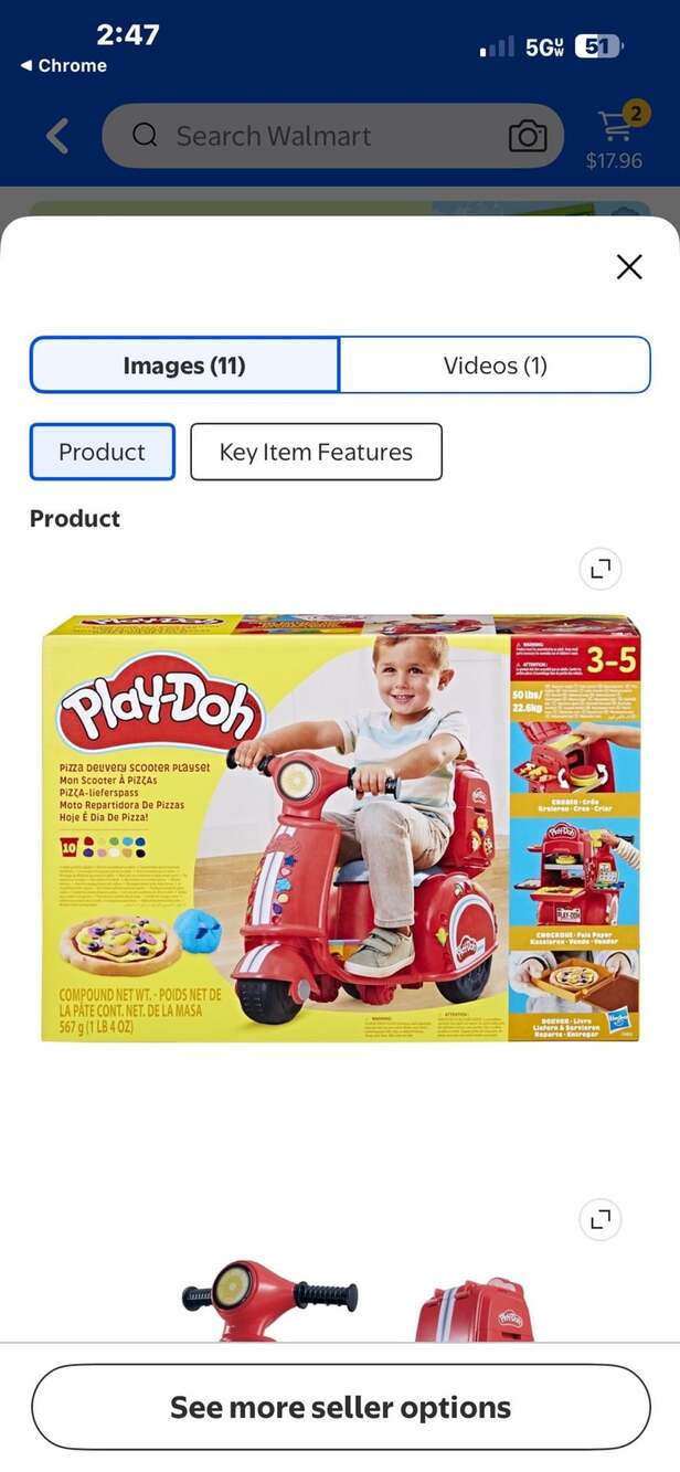 Play-Doh Pizza Delivery Scooter Playset Ride-On Toy